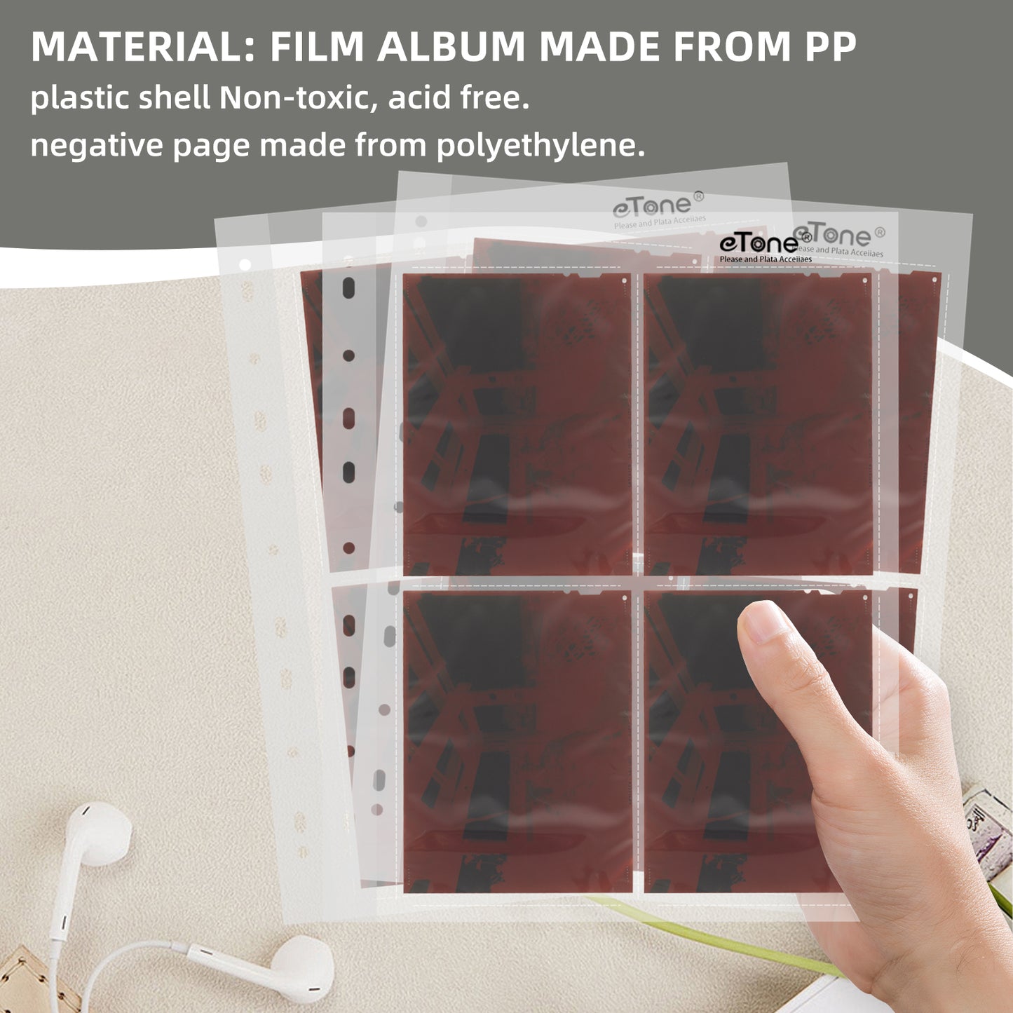 Film Photo Archival Storage Binder Album+50x Acid-Free 135/4x5 Film Storage Page