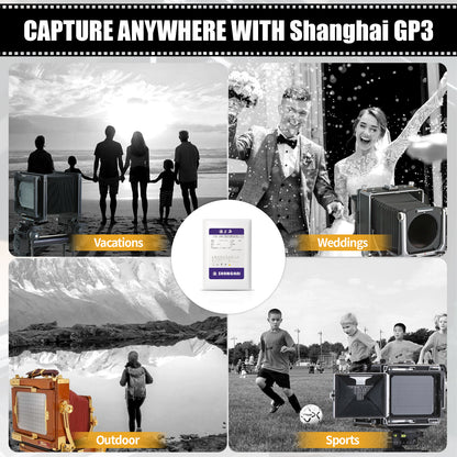 Shanghai GP3 B/W Films 3.25x4.25 3¼ x 4¼ For Speed Graphic Graflex RB 50 Sheets 11-2023